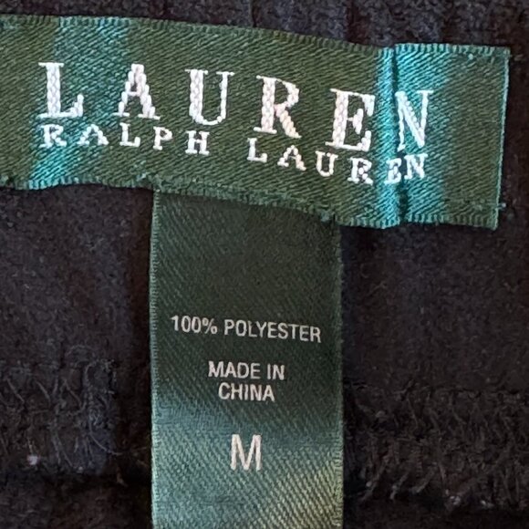 Lauren Ralph Lauren Black Stretch Micro Velvet Pull-on Pants Wide Leg   Size M - Picture 5 of 6